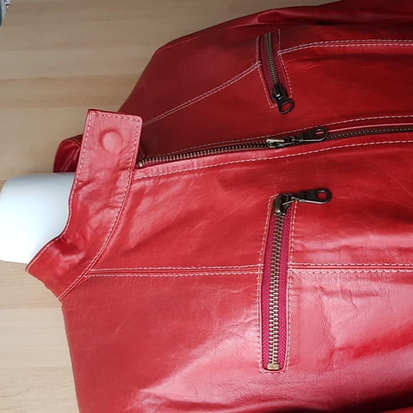 Red Leather Rider's Jacket - Picture 3 of 9